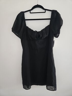 La Hearts Pacsun Black Sheer Puff-Sleeve Mini Dress (New With Tags)